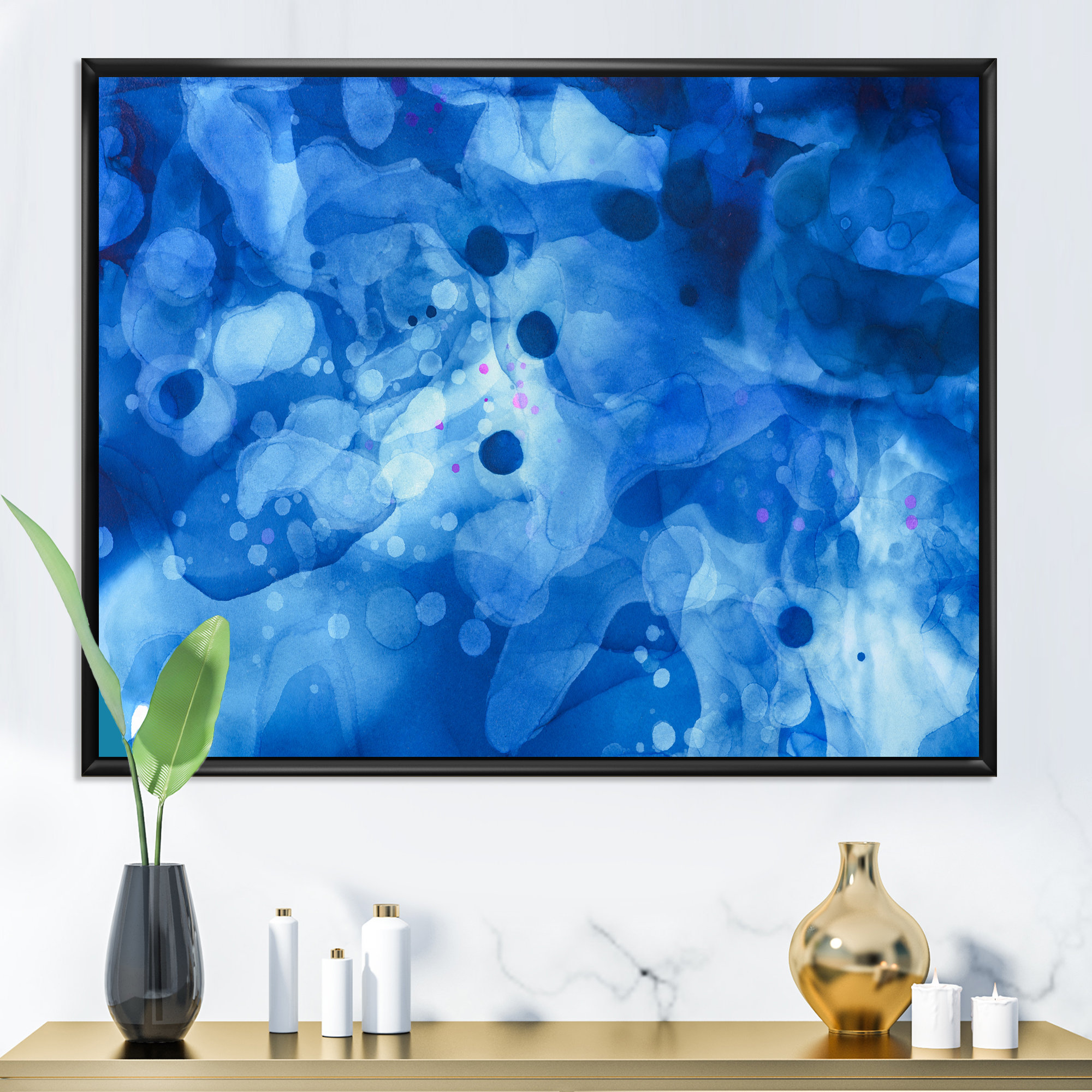 Wrought Studio Dark Blue Blue Splashes " Dark Blue Blue Splashes